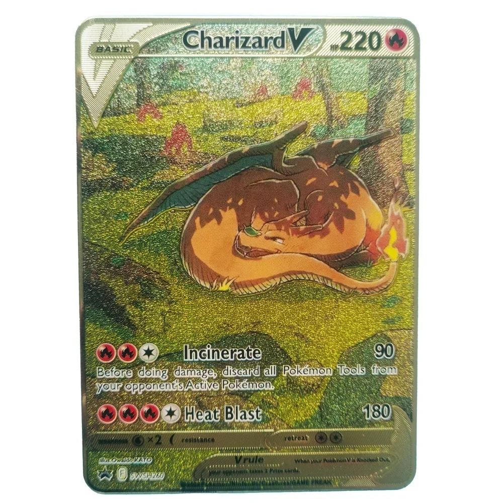 thumbnail image 1 of 2024 English Metal Card Anime Pikachu Charizard Mewtwo Blastoise Vmax Shiny Letters Game Collection Card Kids Toy Gifts, 1 of 5