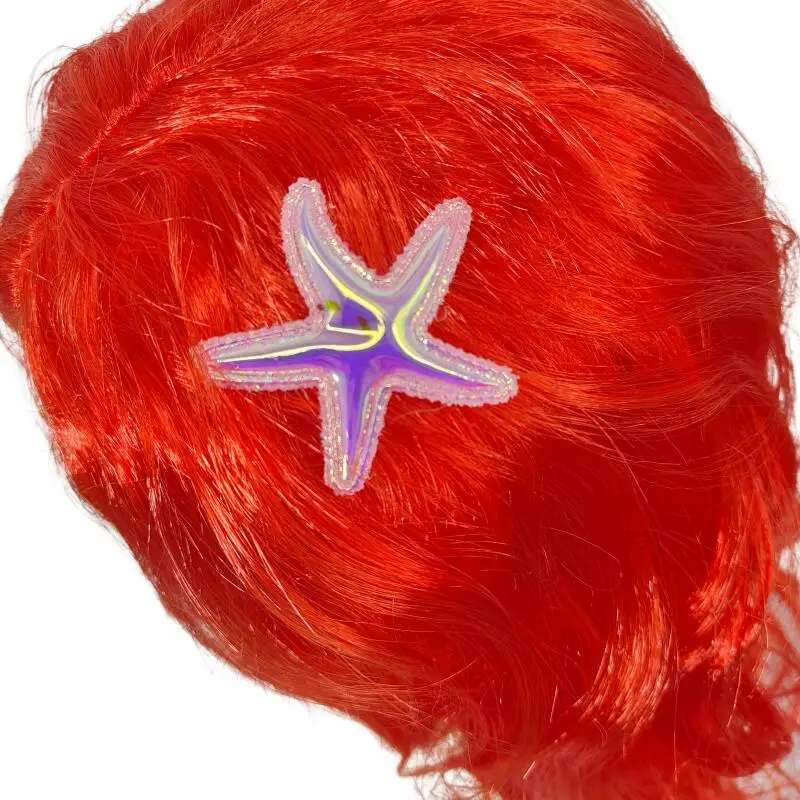 Anime cosplay wigs Anime Mermaid Princess Wig Accessories For Kids Halloween Carnival Red Long Natural Wavy PET Material Cosplay Wig Starfish