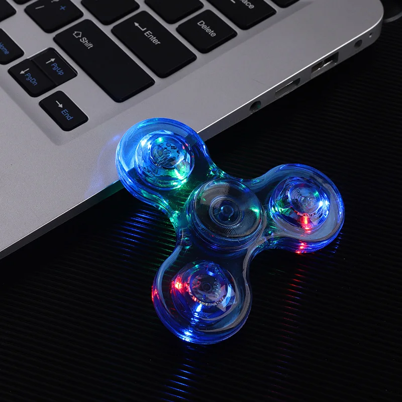 LED Finger Spinner Transparent Crystal LED Light Colourful Light-up Finger Spinner Pvc Material Toys fidget spinner fidget spinners finger gyro toy fidget toys fidget toy fingertip stress relief toy fingertip decompression toy