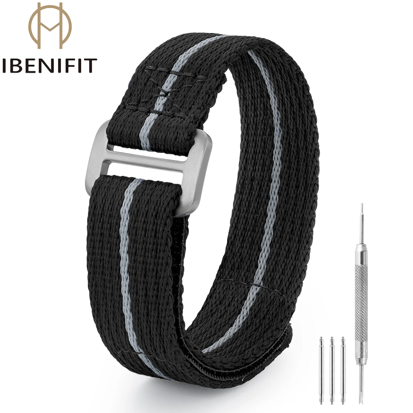 IBENIFIT Titanium Buckle Nylon Sport Watch Strap Bracelet