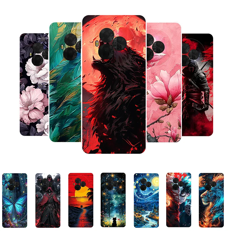 Flower Wolf Silicone Phone Cover - Soft TPU Shockproof Bumper