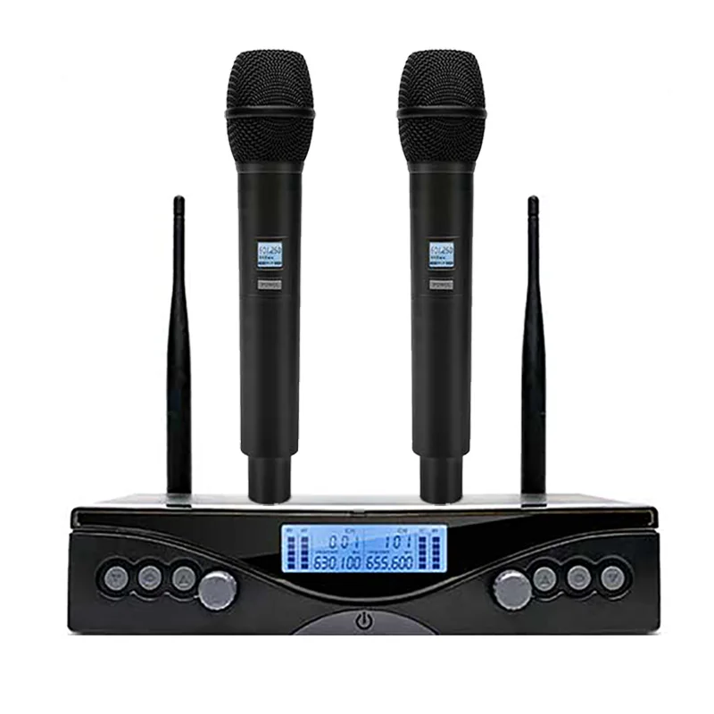 

UHF Wireless Microphone Dual Channel Handheld Microphone Dynamic Mic For Karaoke Stage Wedding Hosting Party Church Show Meeting