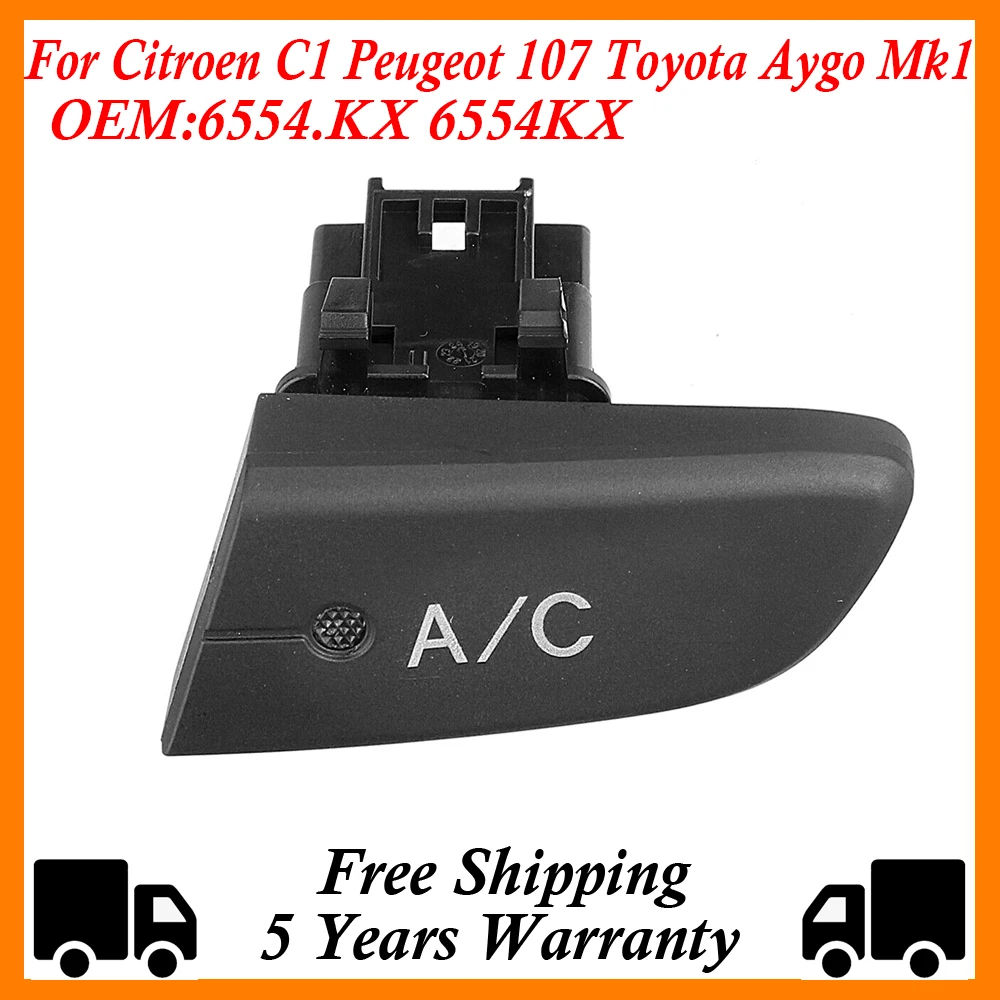 ZingKing Bouton Interrupteur De Commande De Climatisation AC 6554.KX - Compatible Citroën C1, Peugeot 107, Toyota Aygo Mk1 (2005-2014)