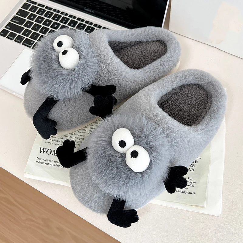 Cute Warm Slippers Cushion Slides Soft Warm Comfort Flat Fur Woman Cartoon House Slippers Funny Shoes Fluffy Comfy Shoes 6