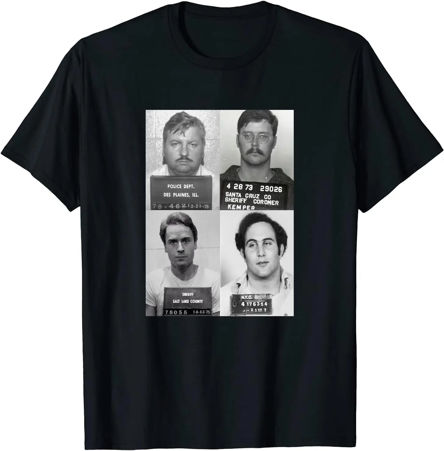 

Gwdqone Serial Killers Mugshot Men Women Cotton T-Shirt