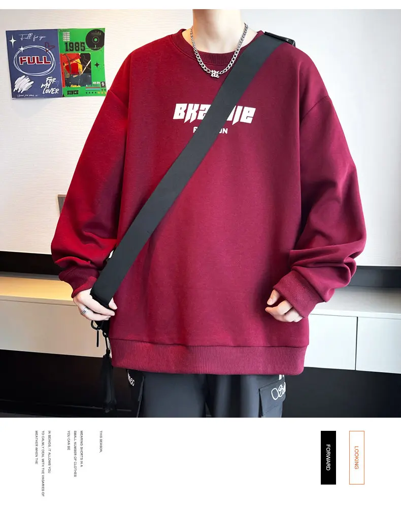 Mode männer Sweatshirts Frühling Herbst Lose Fit Top Pullover Jugend Koreanische Street Wear Hoodies Trendy Casual Pull Auf Kleidung – Detail 11