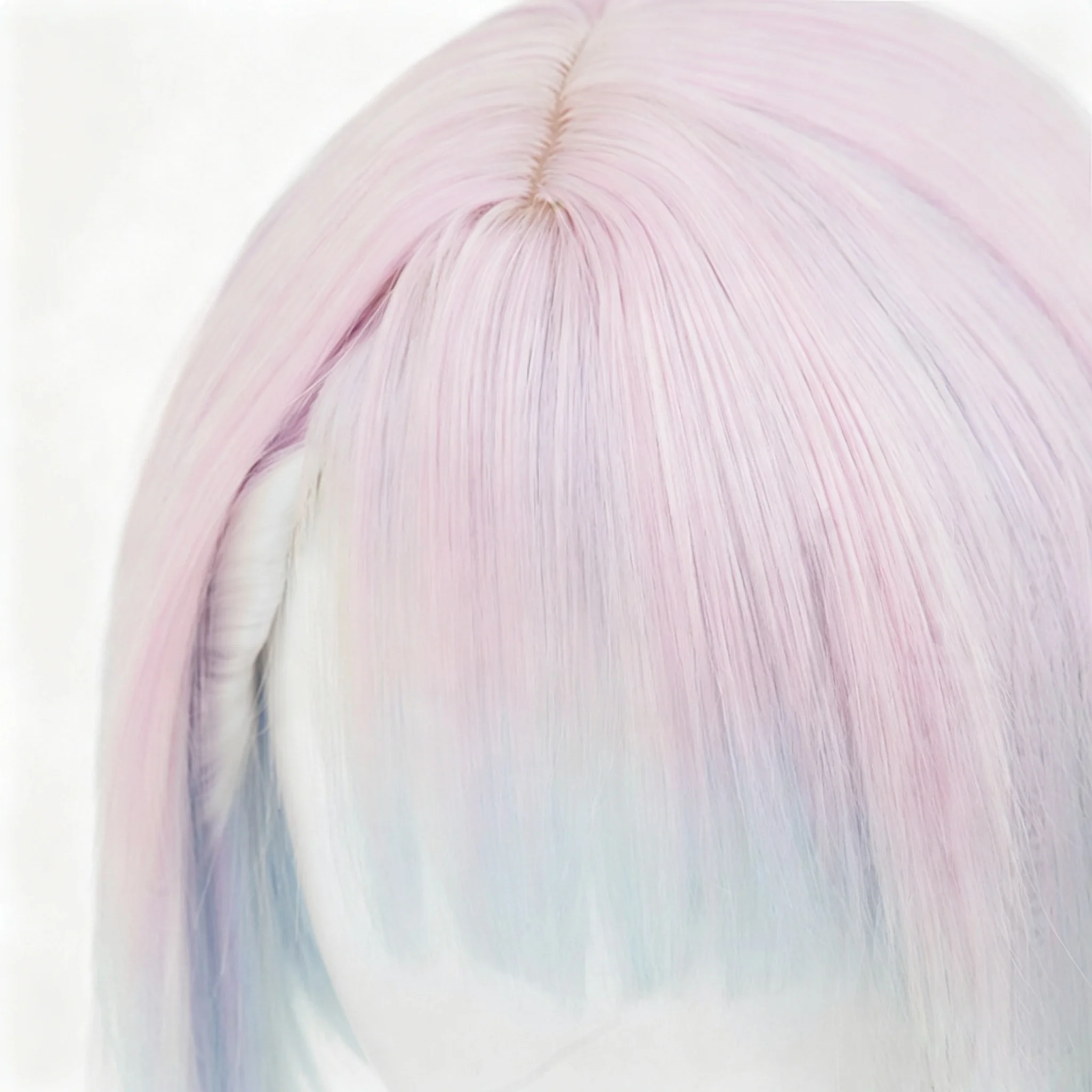 Parrucca Sintetica Corta con Frangia Multicolore Sfumato Stile Punk Anime Lucy Pastel Arcobaleno per Cosplay a Tema Sci-fi - immagine 4