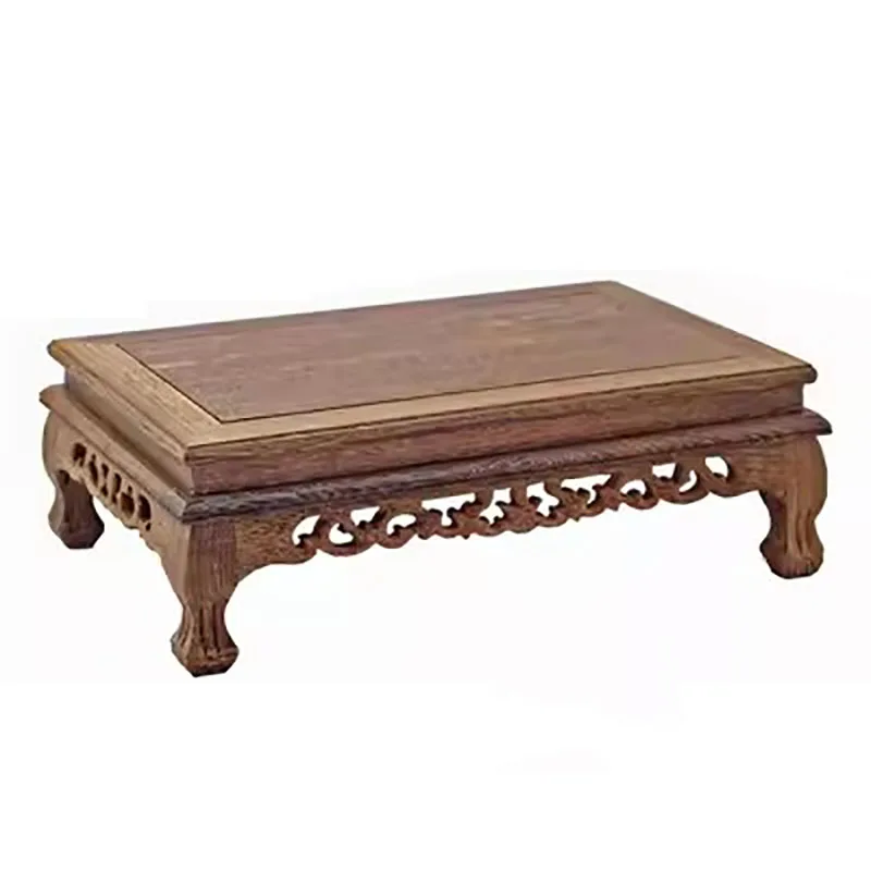 Wooden Rectangular Base Decoration, Flower Pot, Bonsai, Purple Clay Pot, Pixiu Buddha Statue, Wood Pallet, strange Jade Stone