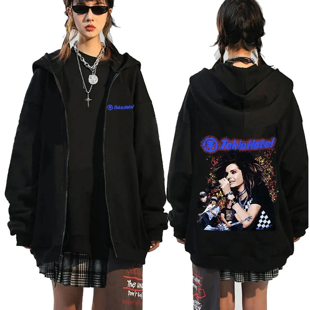 thumbnail image 1 of Sudadera con capucha de la banda de Rock para hombre, suéter informal con cremallera, Estilo Vintage, para Otoño e Invierno, 1 of 5
