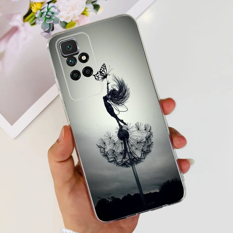Butterfly Clear Silicone Soft TPU Protective Case for Xiaomi Redmi 10 and Prime 2022