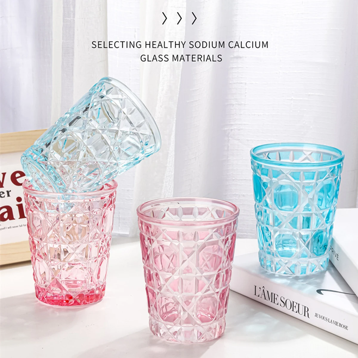 Description Picture 3 of item1pc 320ml Crystal Whisky Glass Cup Plaid Handmade Engraving Colorful Brandy Wine Glass Spirit Glass Tumbler