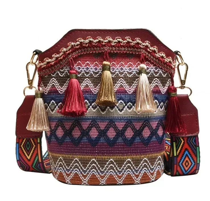 Vintage Women's Bag Tassel Ethnic Handwoven Crossbody for Lady Bag Hippie Sling Shoulder Bags for Ladies Handbag сумка женская 13