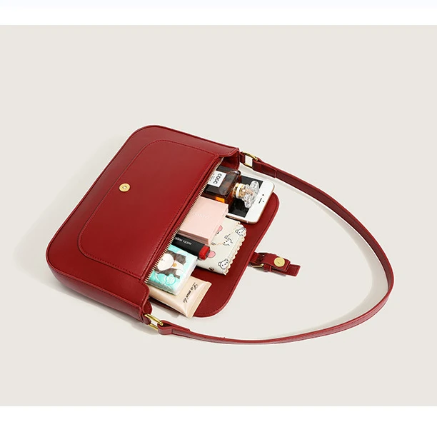 Red Leather Shoulder Bags For Women Fashion Handbags For Women 2022 Designer Luxury Small Female Bags Ladies Purse