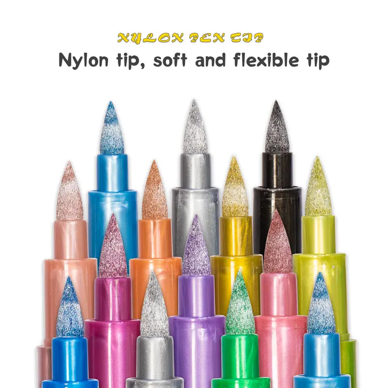 12/24 Colors Metallic Markers Pens colors Paint Pens for Black Paper, Glass,Rock Painting,DIY Scrapbook Album Student stationery 6