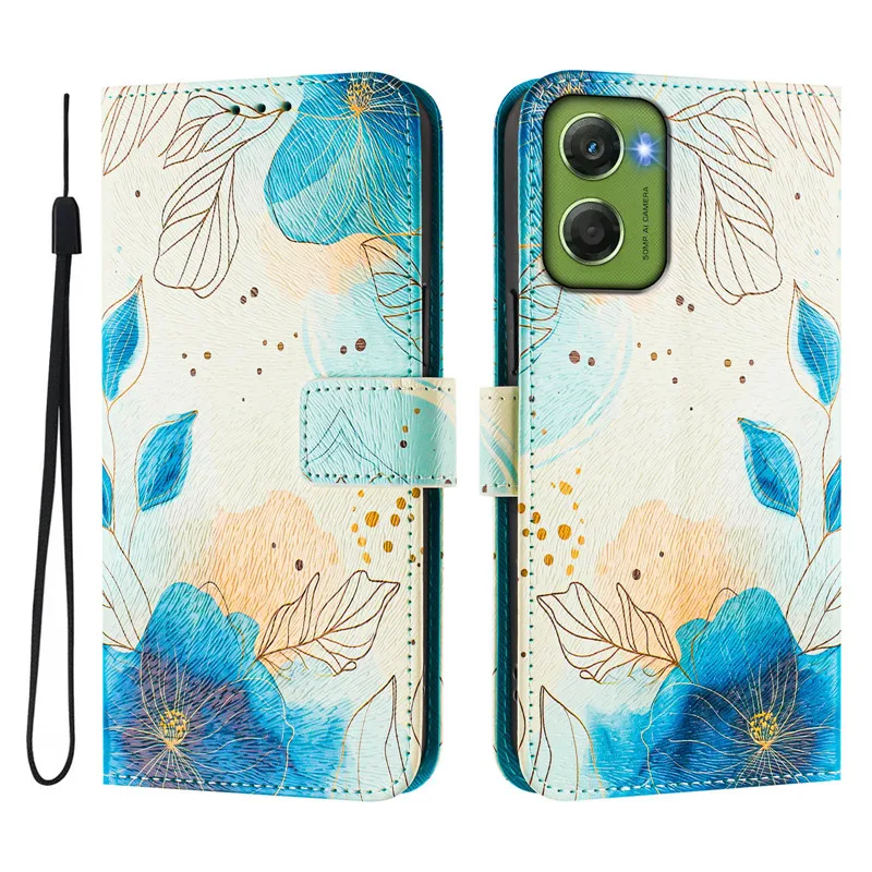 Vintage Floral Leather Wallet Case with Magnetic Flip Cover