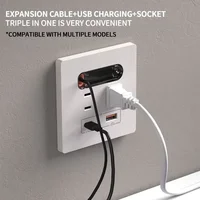 Universal Wall Socket 86-Type White With Retractable Wire Data Cable 20W Fast Charge Type-C PD USB Fast Charging for iPhone 4