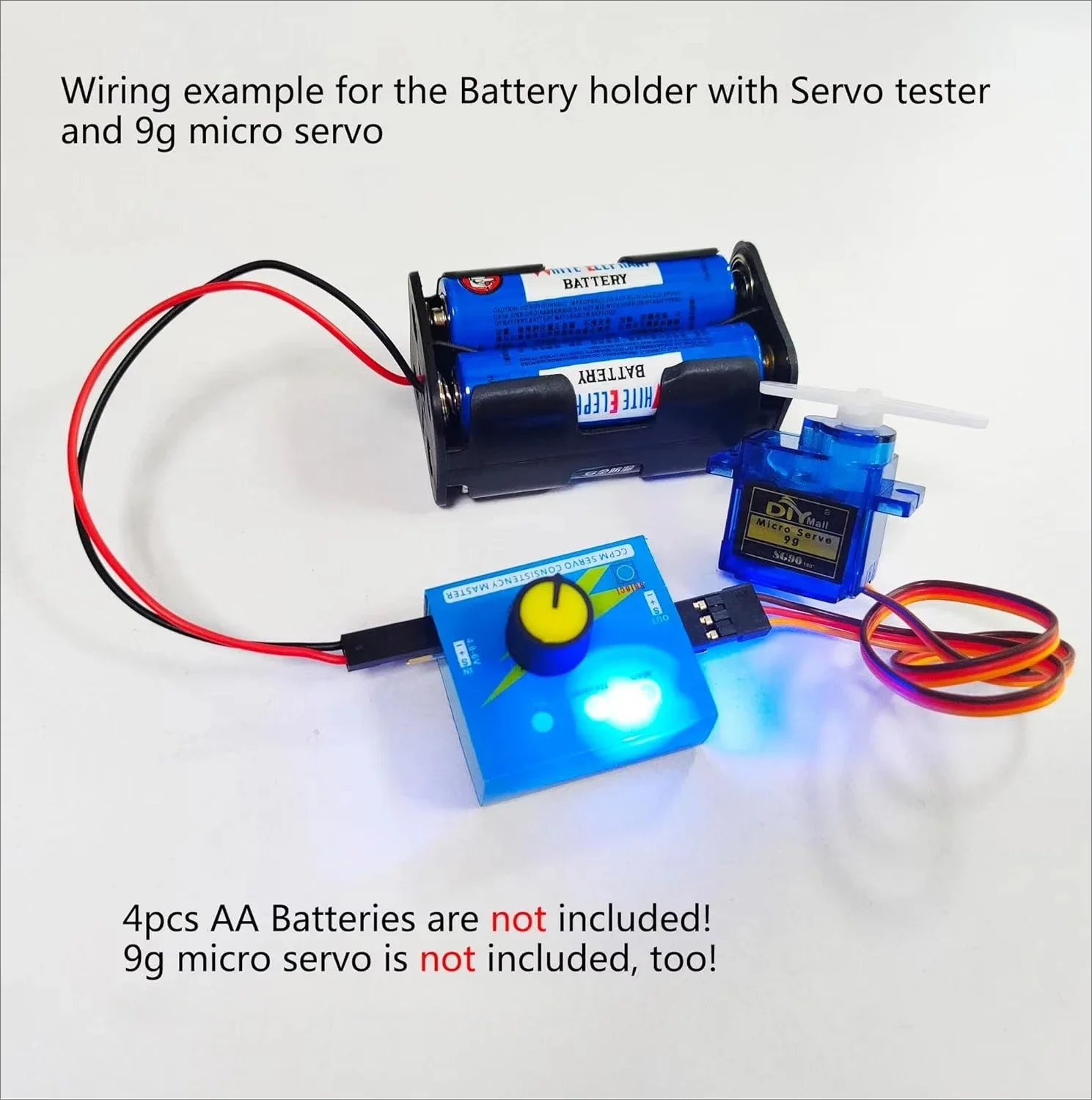 Testeur de servo 3CH numérique + boîtier piles AA 4 cellules pour RC