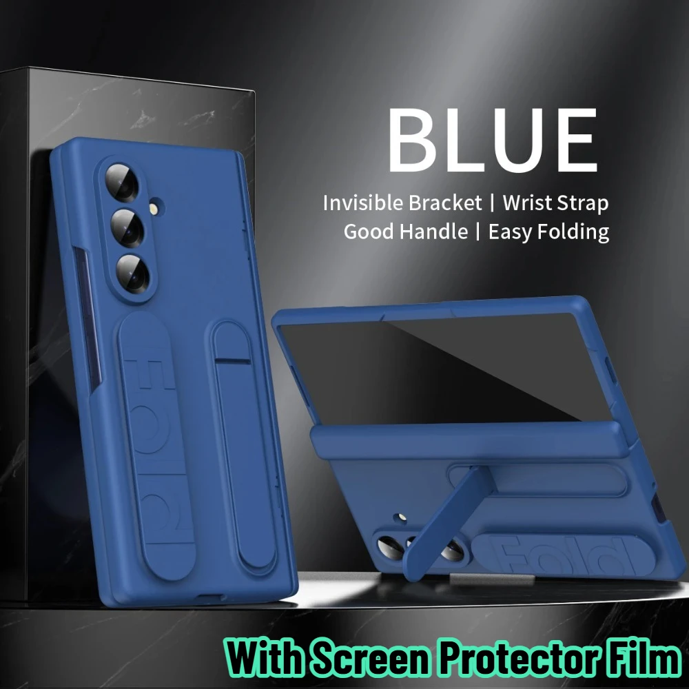 Silicone Case with Hidden Kickstand and Screen Film - Full Body Protection with Hinge Guard