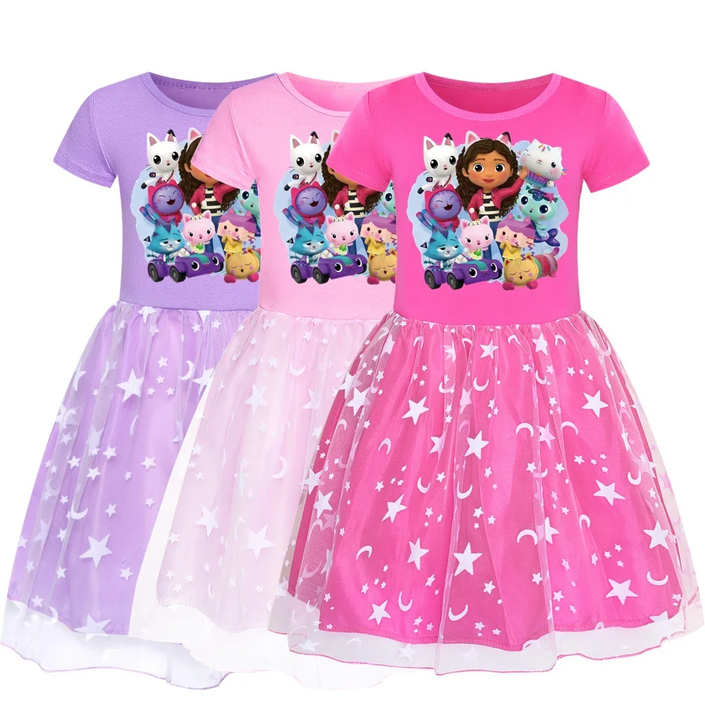 Summer Gabbys Dollhouse Abbigliamento Per Bambini Ragazze Cartoon Gabby Cats Abiti Da Festa Ragazza Princess Dress Abiti Da Sposa