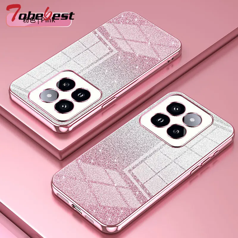 Pour Xiaomi Redmi 15 15C étui en Silicone souple Bling paillettes placage couverture de téléphone