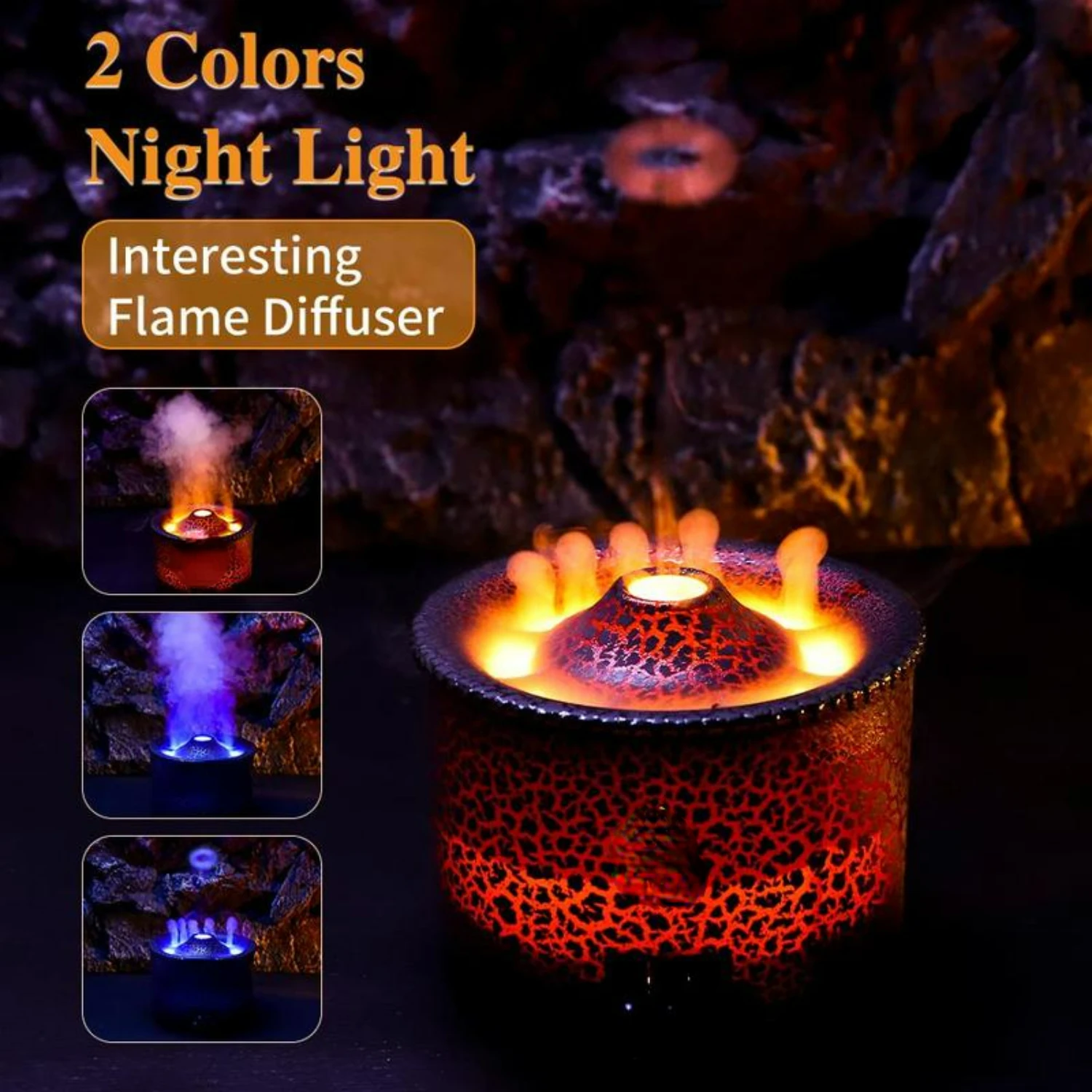 "High-capacity Air Humidifier with Essential Oil Diffuser & Realistic Flame Effects - Perfect for Bedroom Use" 4