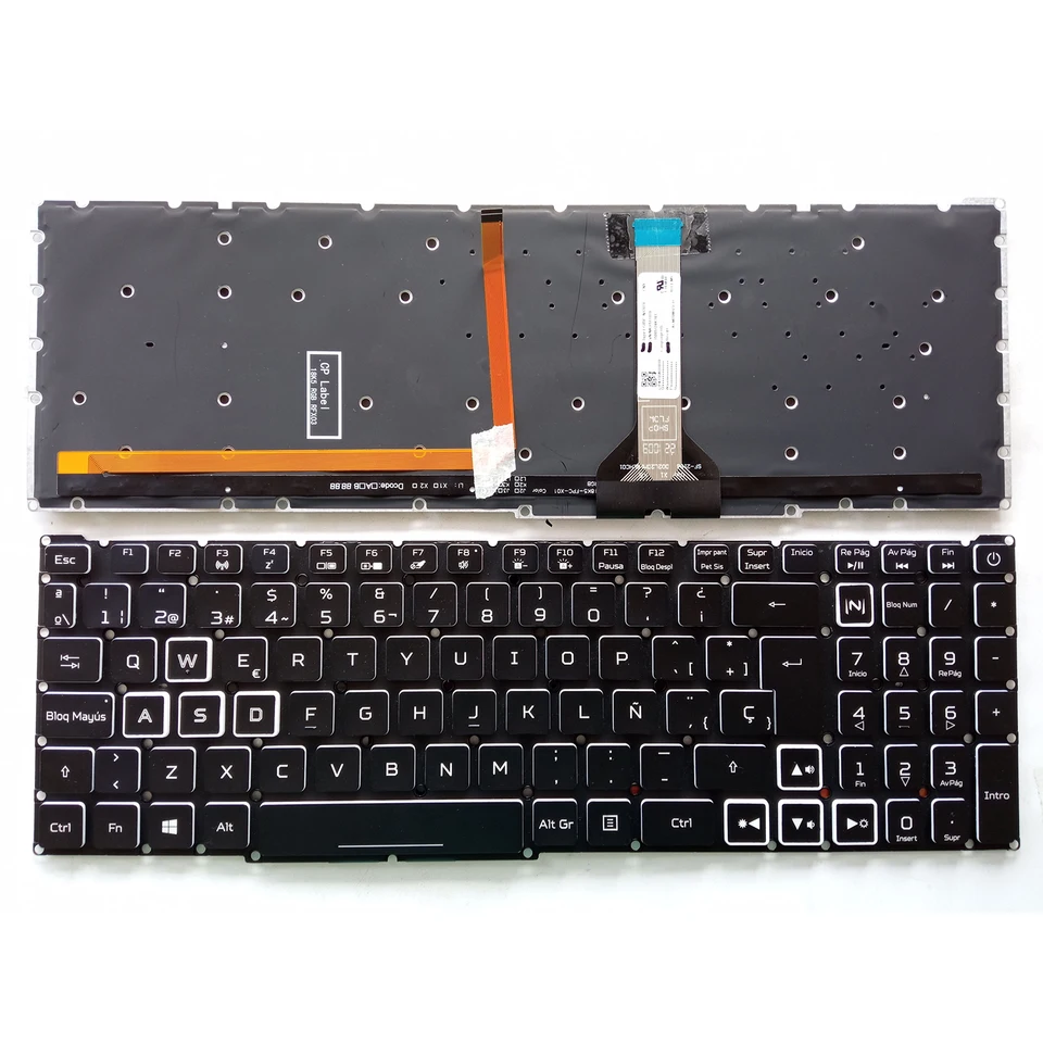 Teclado Retroiluminado Rojo De Repuesto Para Acer Nitro AN515-56/57/58, AN517-41/54 - Color Negro