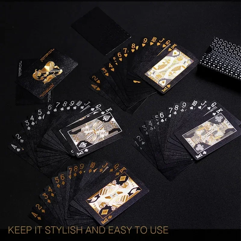 Black and Gold Magic Playing Cards – Premium Waterproof Poker Suit, Elegant Gift Box Collection Deck