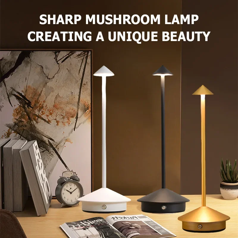 Rechargeable Touch Sensor LED Table Lamp - Cordless Ambient Night Light with 3 Adjustable Colors
