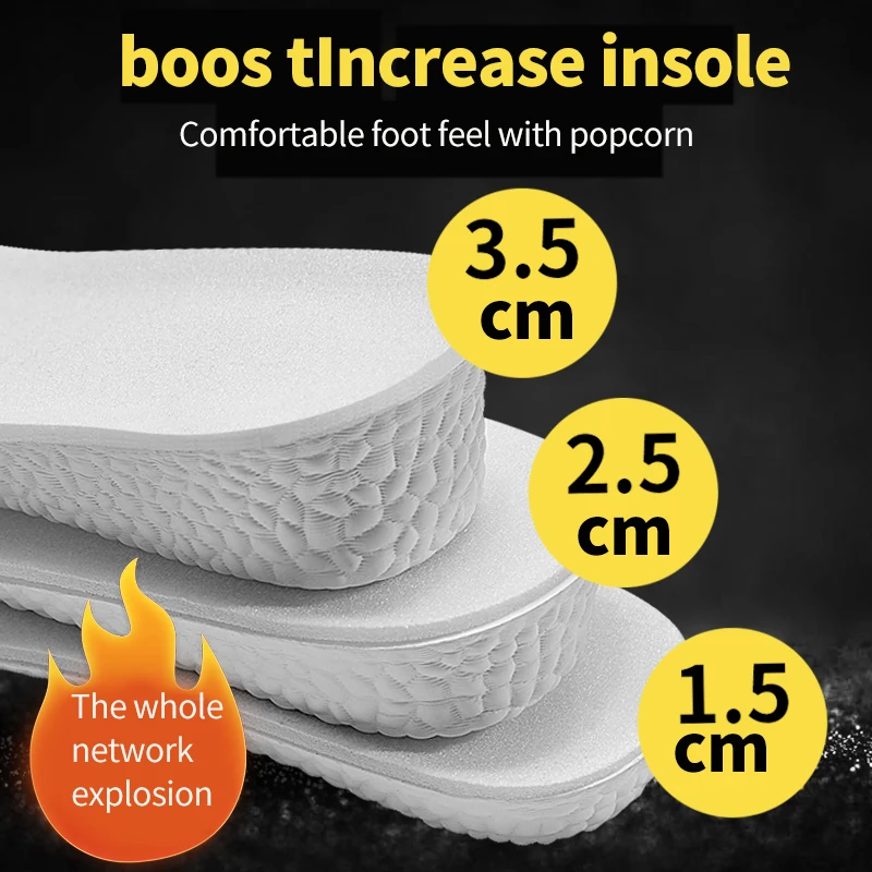 Invisible Height Increase Insoles EVA Memory Foam Men Women Shoe Insole Heel Lifting 1.5-3.5CM Taller Cushion Heighten Shoe Pad