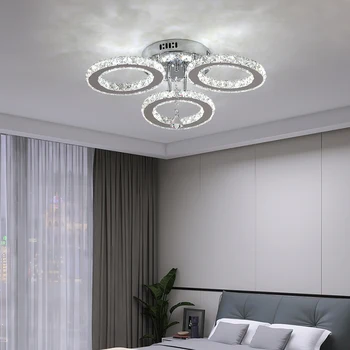Crystal Led Ceiling Lamp With Remote Control Modern Chandelier Light Hanging Pendant Lamps Indoor Decora Surface Mounted Fixture 5