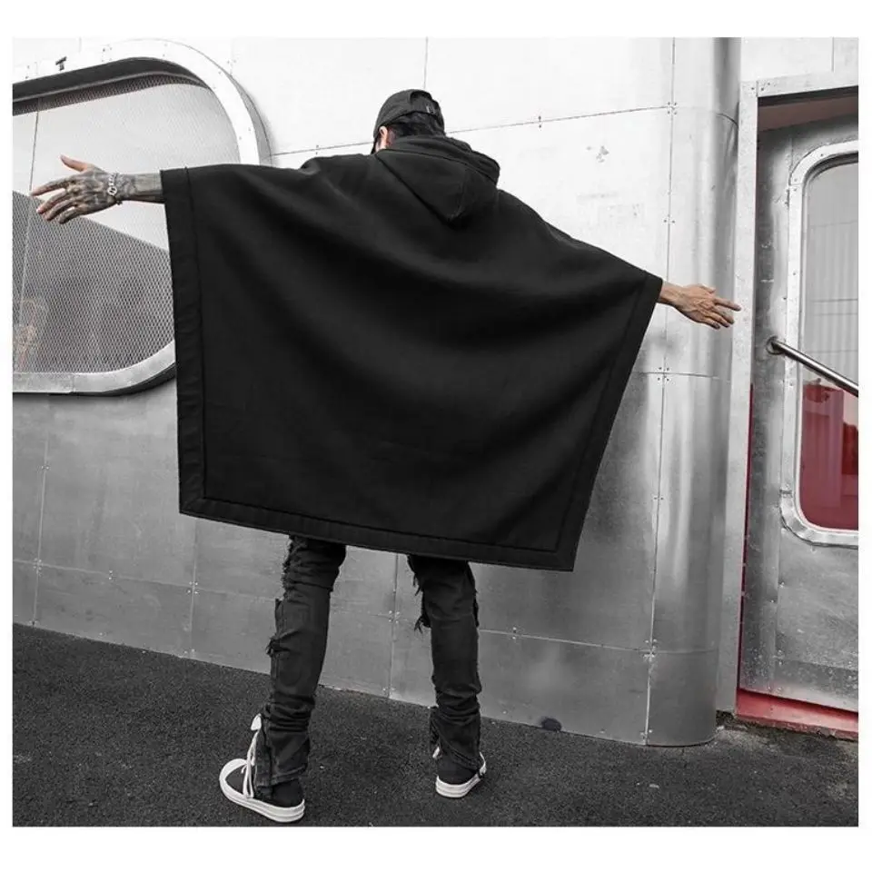 Men's Hoodies Sweatshirts ARENS Techwear Black Oversized Hoodies Sweatshirt  Baggy Trench Coat Anorak Men Goth Punk Japanese Streetwear Hip Hop Gothic