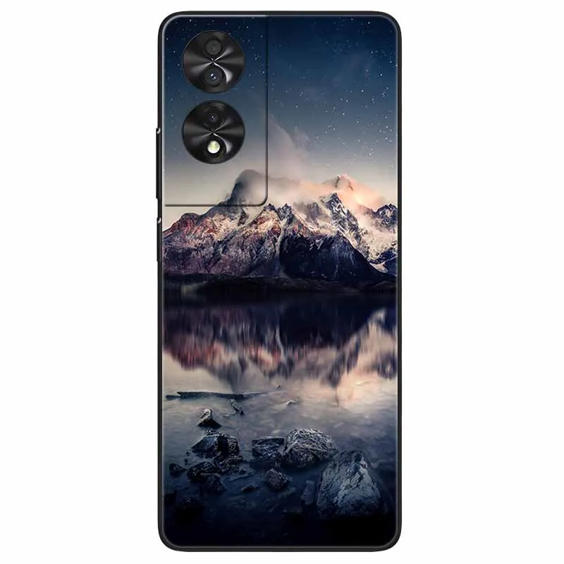 Floral Silicone Soft TPU Phone Cover with Black Bumper