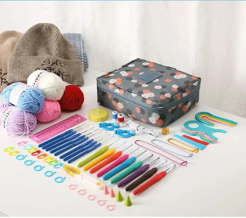 Description Picture 4 of itemNew Hot Wool Crochet Kit Storage Bag Ergonomic Knitting Croche Hooks Set Yarn and Sewing Accessories Women Gift For Beginners