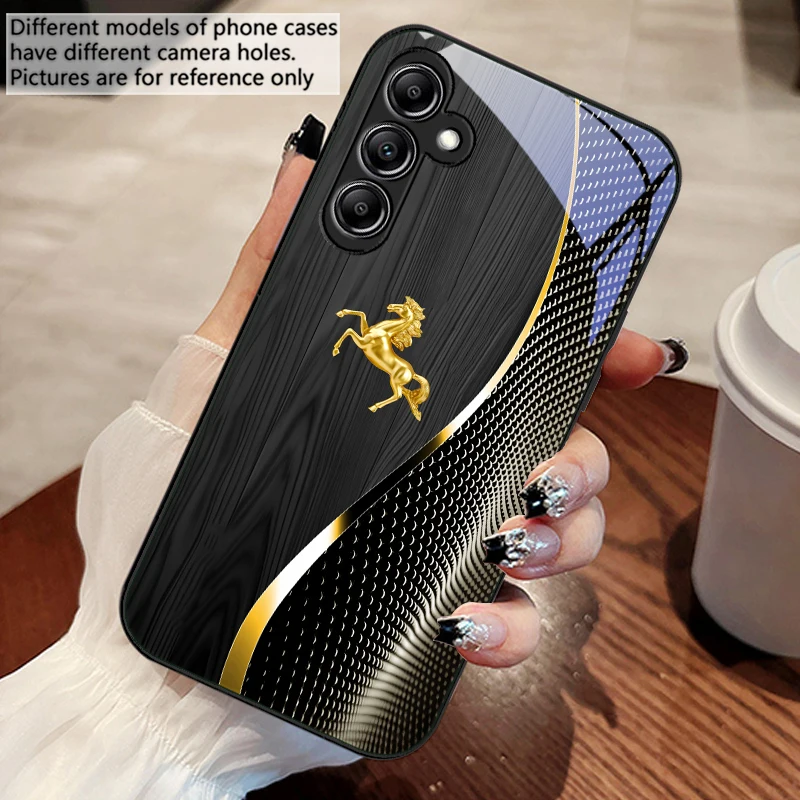 Wood Grain Golden Horse Glass Phone Case