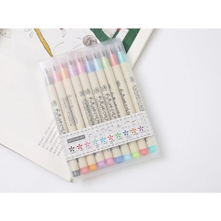 1 Set Color Watercolor Pen Soft Hair Beauty Pen Brush 10 Color Set Children's Student Comic Calligraphy Brush
