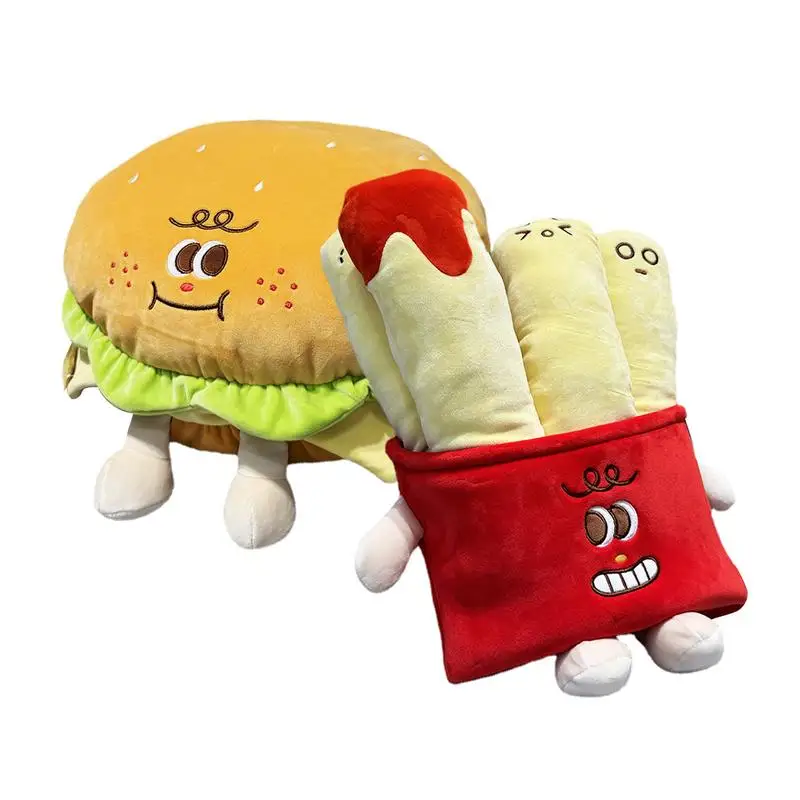 

Plush Food Toys Cute Hamburger French Fries Plushie Dolls Fast Food Shaped Pillow Toy Cartoon Cushion Pillow For Kids And Adults