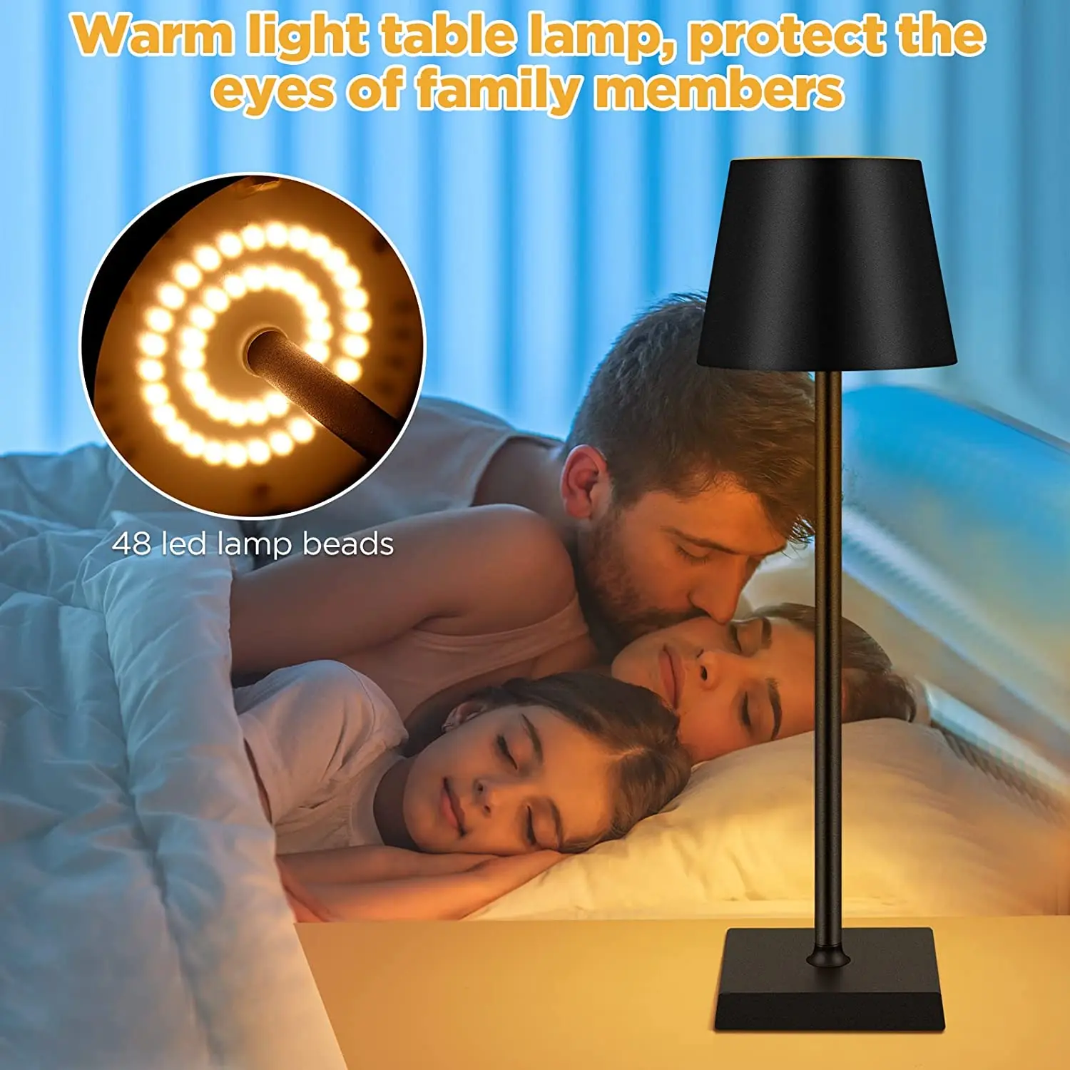 

LED Modern Touch Table Lamp 3 Levels Dimming Night Light USB Cordless Bar Lamp Eye Protection Reading Light for Restaurant/Home