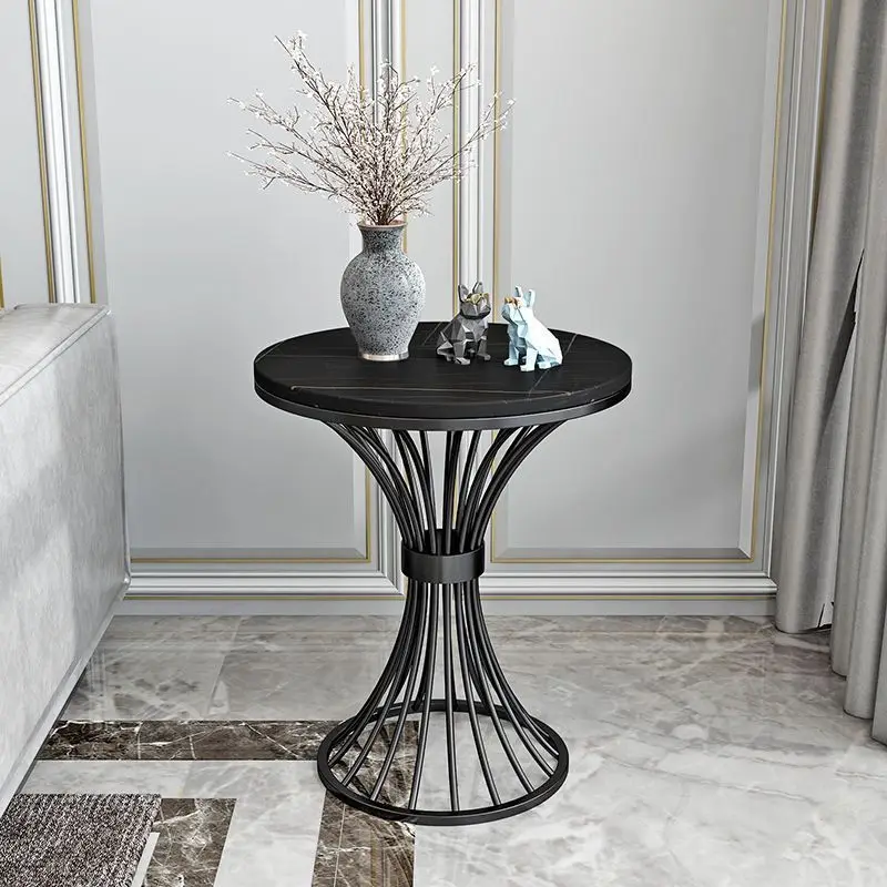 Black Modern Marble round side table living room sofa corner tables Business reception coffee table negotiating Luxury furniture