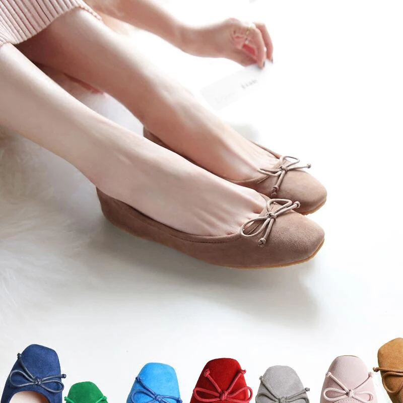 

Breathable Flock Ballerinas Ballet Flats Women Summer Autumn Slip on Loafers Square Toe Bowknot Flat Casual Shoes Moccasin Sneak
