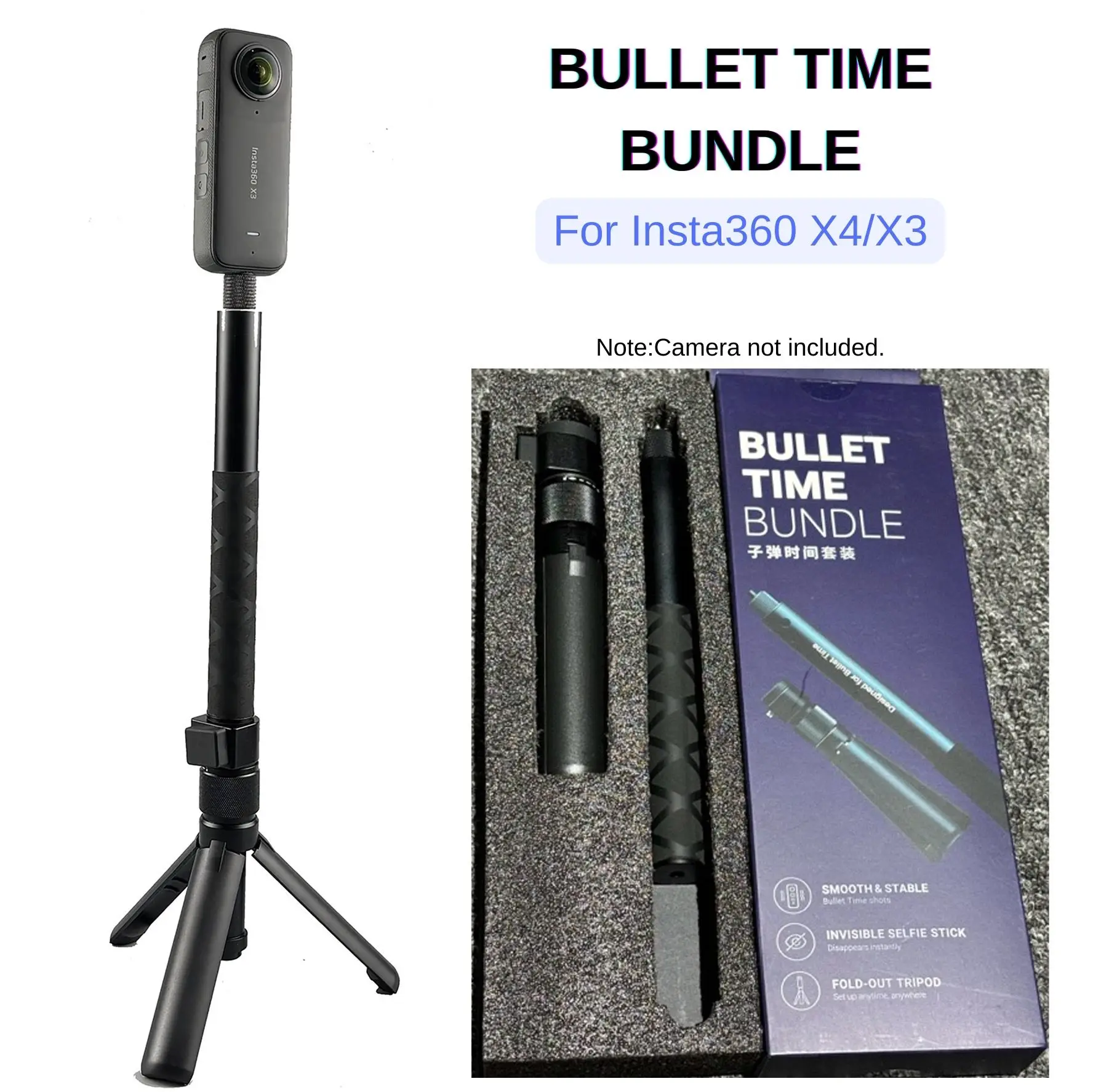 Bullet Time Rotating Handle Tripod Rotating Grip For insta 360 x4