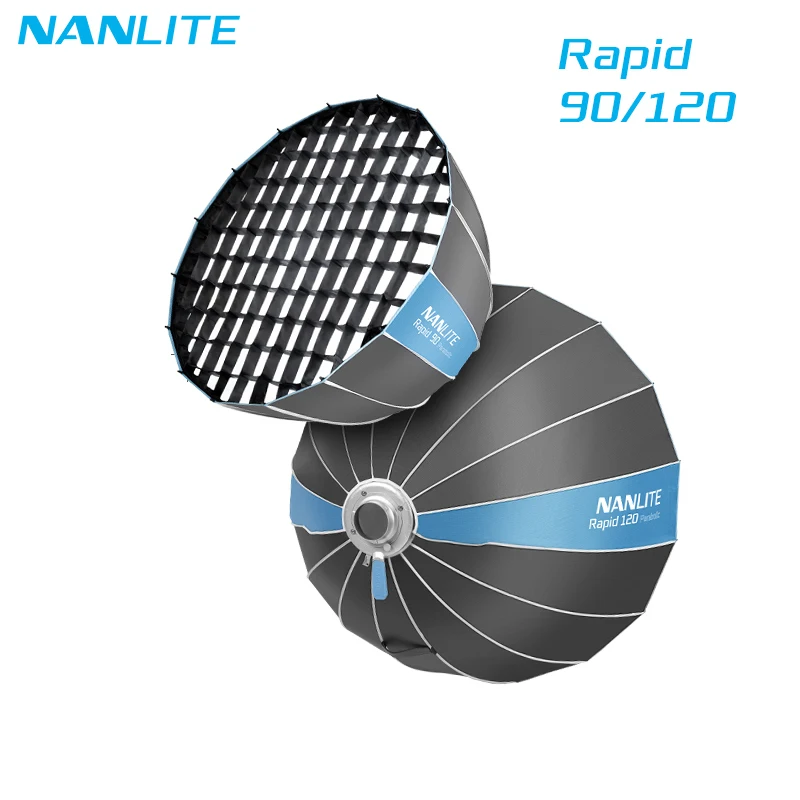 NANLITE Rapid 90CM 120CM Parabolic Softbox Quick Installation with Bowens Mount for Photography Live Fill Light Accessories photography softbox bowens mount softbox portable softbox