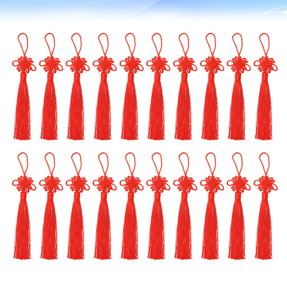 20개 중국 매듭 태슬 레드 수제 장식 펜던트 쥬얼리 DIY 공예 열쇠고리 북마크 가방 장식품