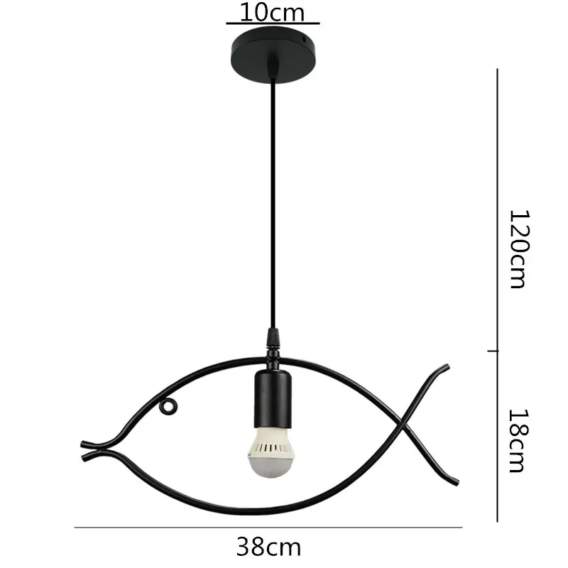 Creative American Country Retro Industrial Style Light  Nordic Iron Fish Chandelier Personalized Modern Simple Lighting Fixtures 6
