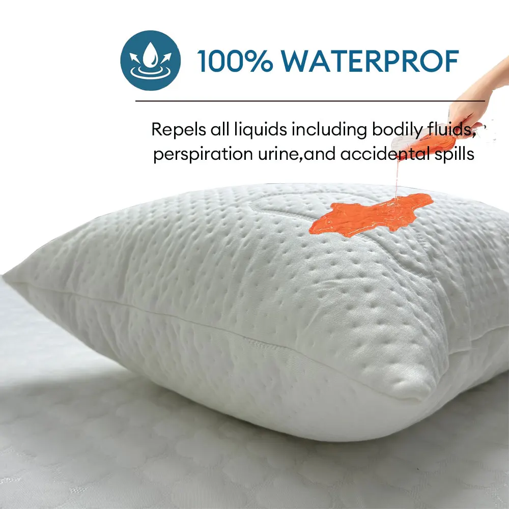 1pc Waterproof Bamboo Pillowcases Super Soft Hypoallergenic Pillow Protector with Zipper