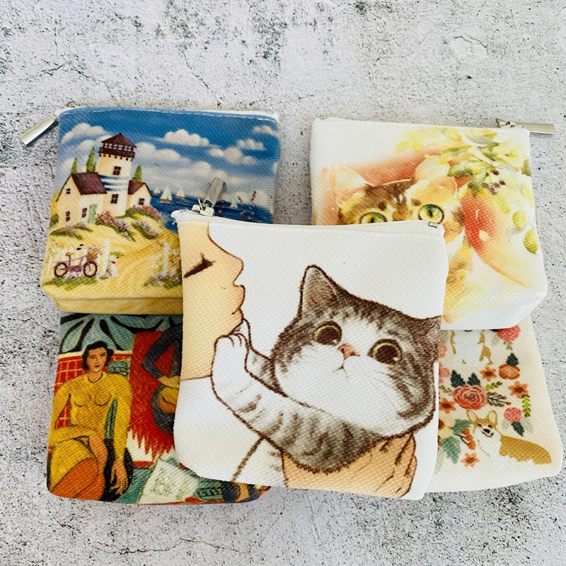 Personal Canvas Coin Bag Purse DIY /Photo/Text Prints Coin Storage Pouch Business Store Gift