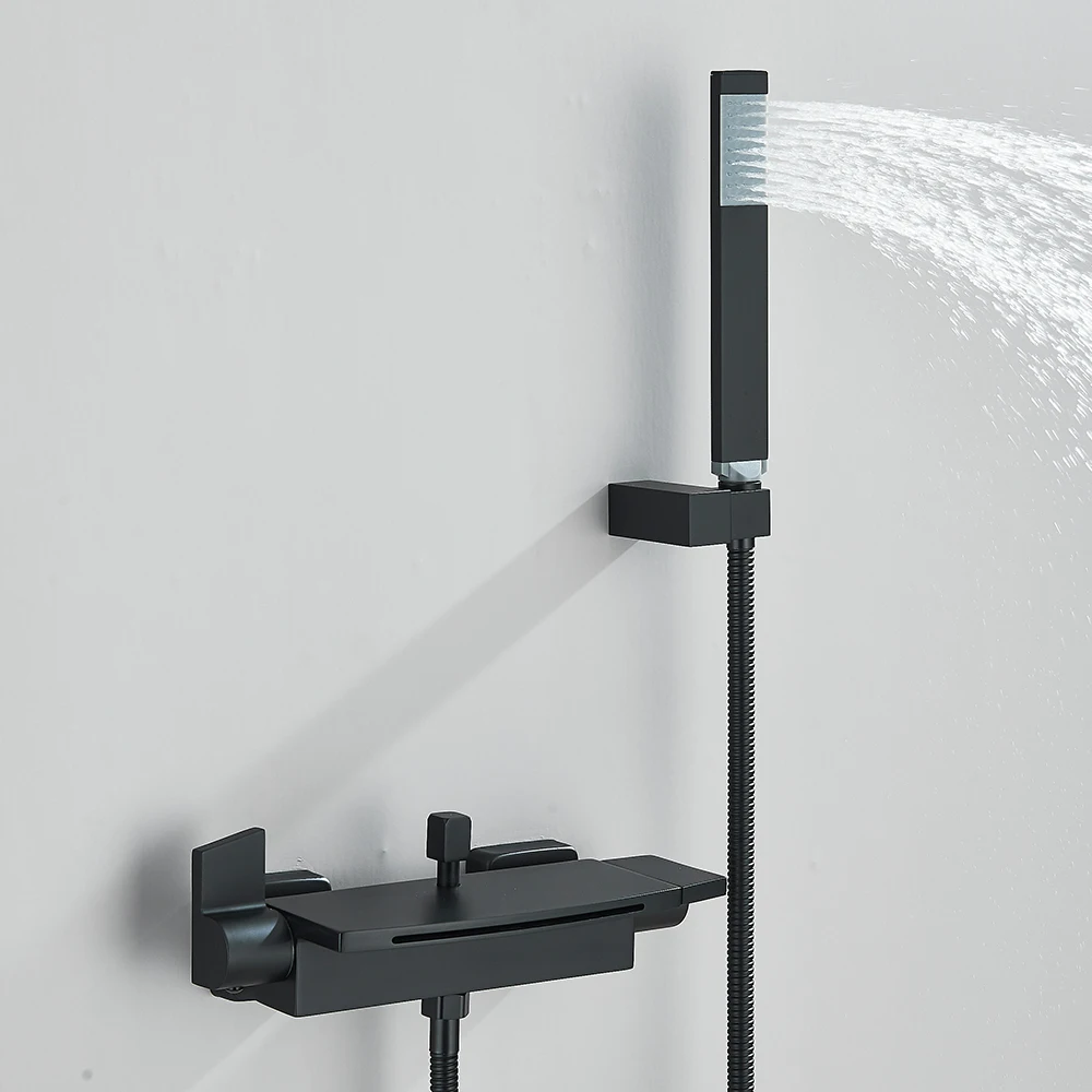 Waterfall Bathtub Shower Faucets Wall Mount Shower Mixer Tap Faucets Hot Cold Bath Tap shower set bathtub faucet shower faucet water mixer