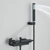 Black Waterfall Bathtub Shower Faucets Wall Mount Shower With Handheld Shower Mixer Tap Faucets Hot Cold Bath Shower Tap 2