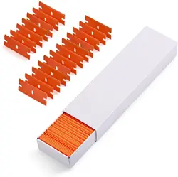 100-Pack Dual-Edge Plastic Razor Blades for Efficient Label and Glue Removal (Box)