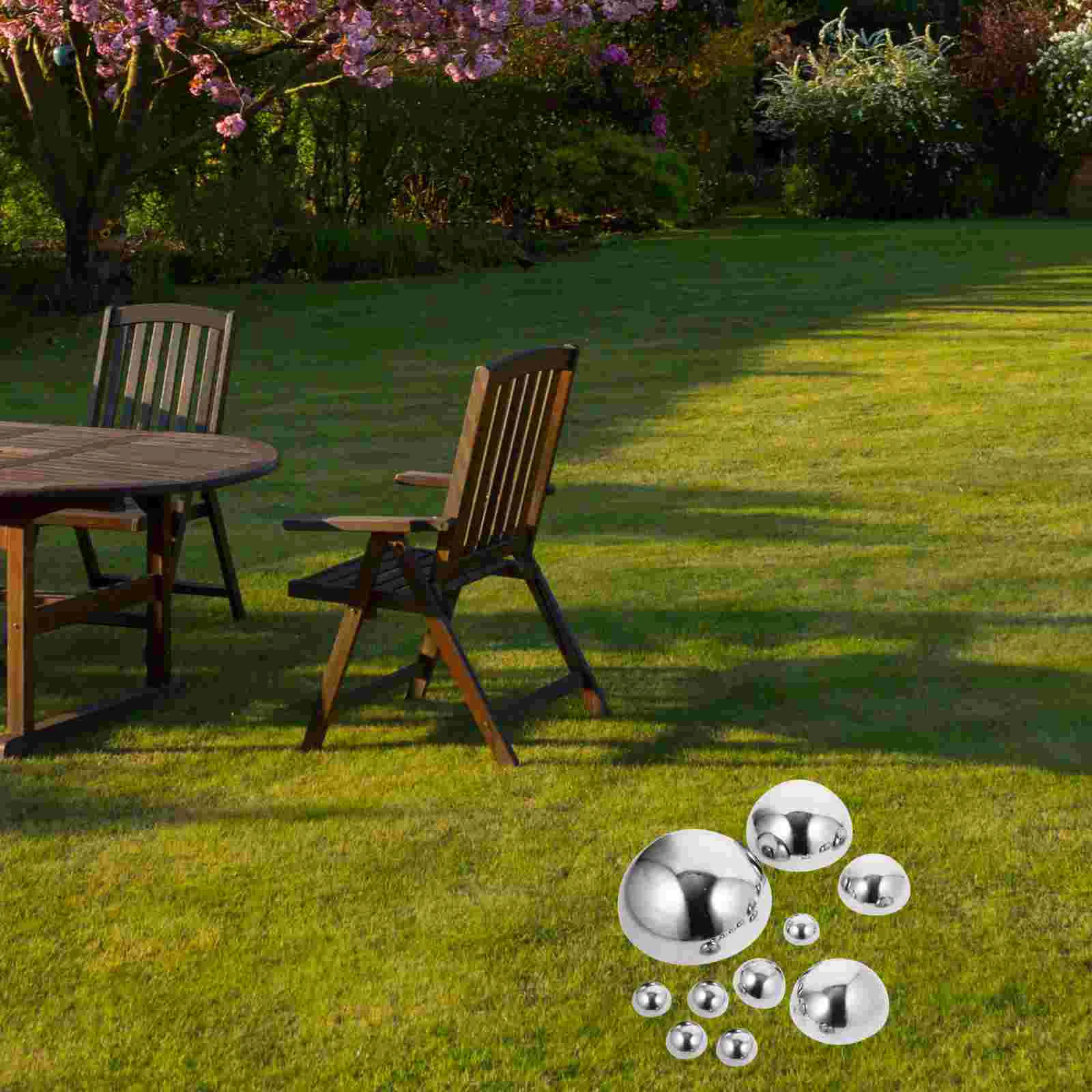 

Gazing Globes Garden Mirror Gazing Balls Decorative Stainless Steel Ball Shiny Half Sphere Sparkling Ornament Outdoor Decor