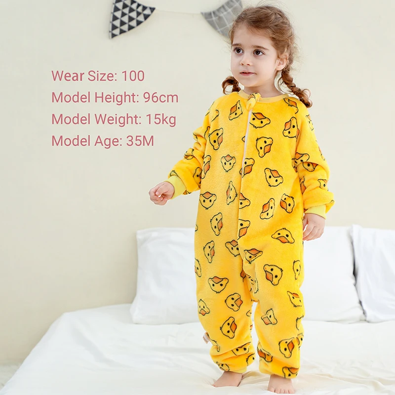 MICHLEY Duck Cartoon Flannel Children Baby Sleeping Bag Sack Winter Clothes Toddler Sleepsack Pajamas For Girls Boys 1-7T